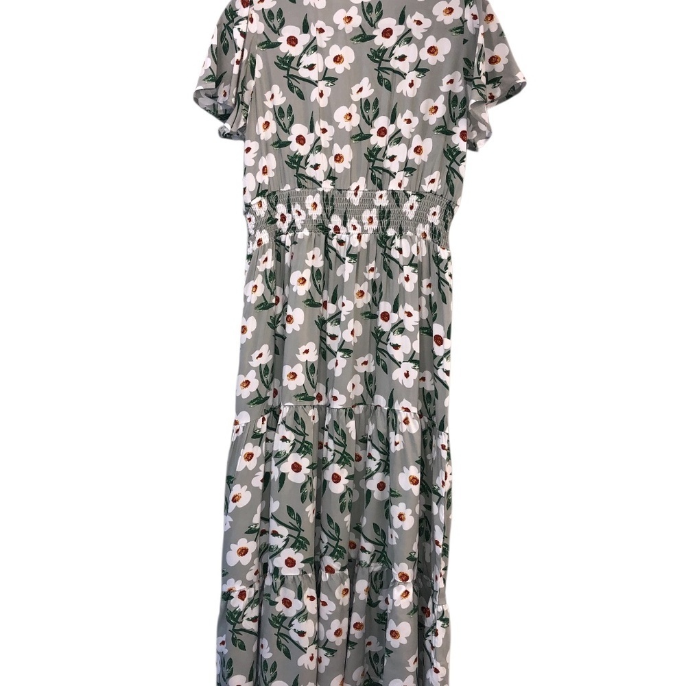 Women’s Floral Print V-Neck Maxi Dress - Picture 2 of 8